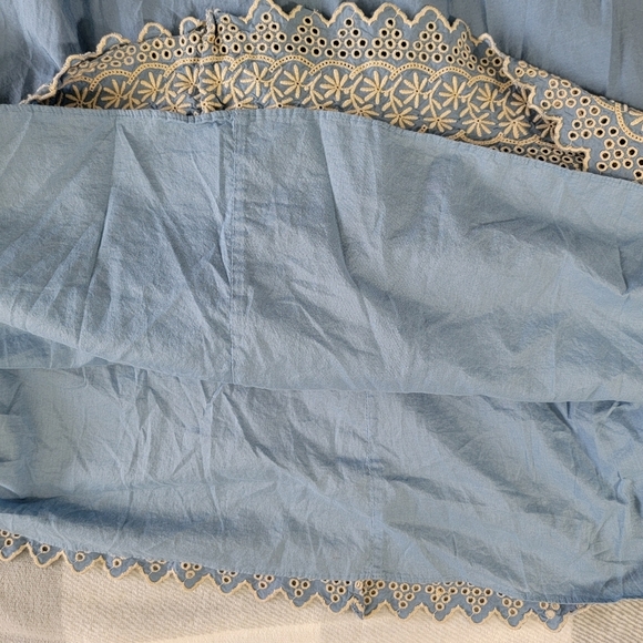 Banana Republic 100% Cotton Blue Cream Embroidered Sleeveless Full Fit Flare 8 - Picture 11 of 16